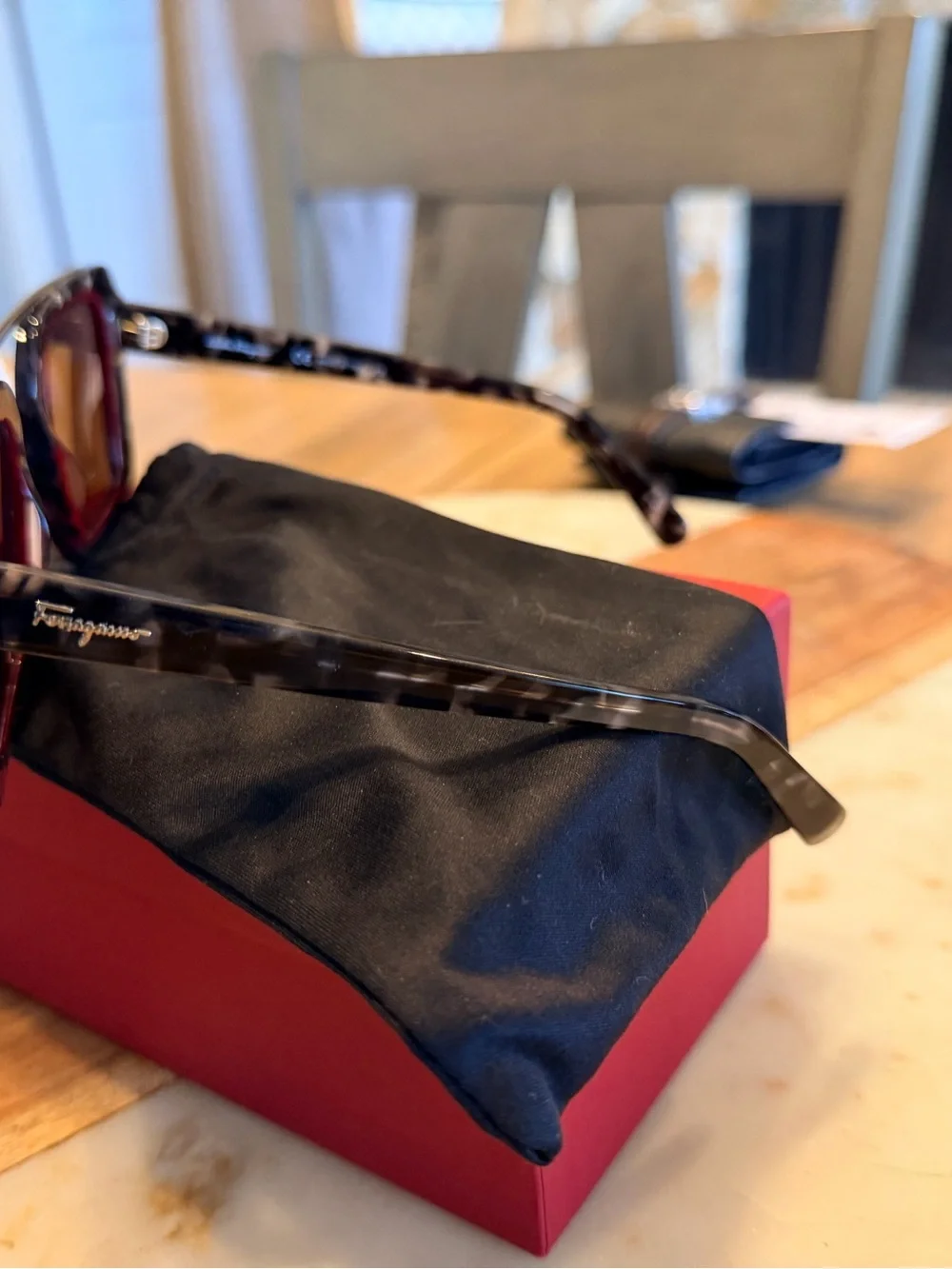 Salvatore Ferragamo Red Sunglasses Case with White Logo